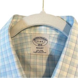 Brooks Brothers Oberhemd Herren 17 4/5 blau kariert Regent Fit Business Freizeit - Bild 1 von 12