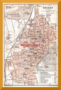 Dessau und Wörlitz +Über 100 Jahre alte Stadtpläne+ Ziebigk, Straßenbahnlinien - Bild 1 von 4
