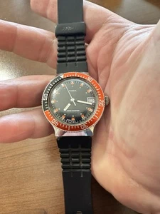 Timex Sport Diver Coke Lünette Silber & Edelstahl Uhr Läuft Vintage.!! - Bild 1 von 8