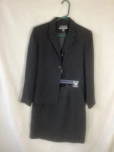 Casual Corner ANNEX Size 4P Black Striped Wool Blend Skirt Suit - Picture 1 of 10