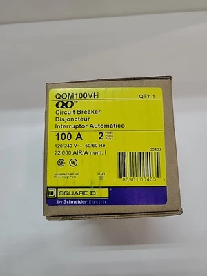 Kit de disjuntor principal Square D QO 100 amp 2 polos QOM100VH NOVO EM FOLHA - Imagem 1 de 3