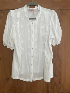 Philosophy Republic Clothing White Embroidered Ruffle Blouse Top M - Picture 1 of 6
