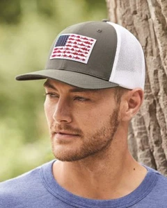 PFG Fish Flag Columbia Mesh Flexfit Ball Cap - 183681 S/M L/XL - Picture 1 of 12