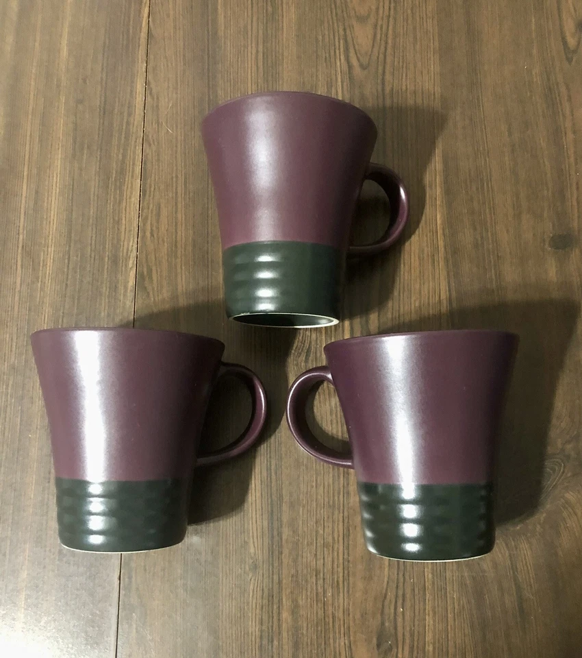 3 tazas de café cónicas mate ciruela púrpura negro tándem Pfaltzgraff 14 oz Foto 1 de 4