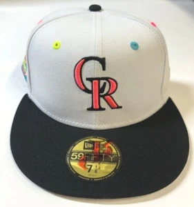 Colorado Rockies NE MLB 25 Years Patch Black/White Fitted Hat - Picture 1 of 5