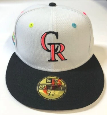 Colorado Rockies NE MLB 25 Years Patch Black/White Fitted Hat - Image 1 of 4