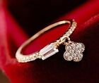 1.12Ct Round Lab Created Diamond Hanging Flower Ring 14K Rose Gold Plated Silver