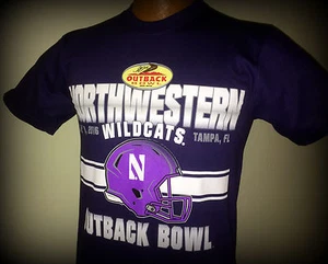 NORTHWESTERN WILDCATS 2016 OUTBACK BOWL TSHIRT HELD IN TAMPA FLORIDA ADULT SMALL - Picture 1 of 4