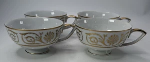 Palazzo Anthemion coffee/tea cups white gold trim set of 4 - Picture 1 of 7