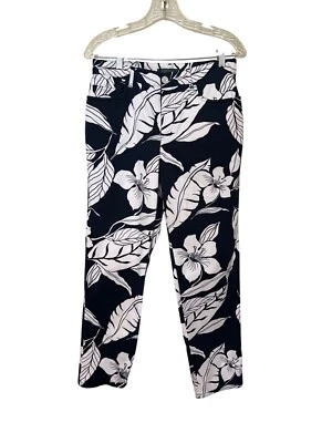 Lauren Ralph Lauren Womens Pants 8 Navy & White Floral Print Stretch Resort - Image 1 of 4