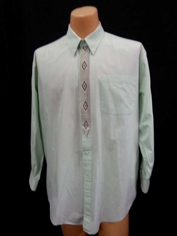 Camisa Náutica Hombre Años 80 90 De Colección Lg Slv Pastel Verde Lima Apliques 17-32-33 o 2X? Foto 1 de 4