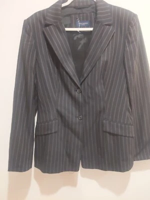 Piazza Sempione Striped Wool Silk Blend 2 Button Blazer Jacket IT 48 - US 12 - Image 1 of 4