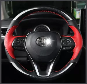 Glossy Carbon Fiber&Leather Steering Wheel Stitch on Wrap Cover For Toyota Camry - Picture 1 of 6