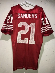 VINTAGE 90s WILSON Deion Sanders #21 SAN FRANCISCO 49ERS Jersey RED Mens Size XL - Picture 1 of 19