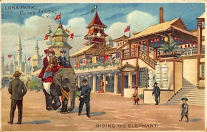 J3C75: BEAUTIFUL CONEY ISLAND NY VIEW SCARCE CHROMO-LITHO POSTCARD 1912 POSTMARK - Picture 1 of 2