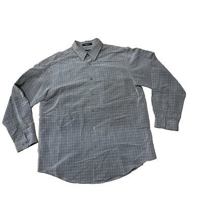 Camisa BRANDINI De Colección Años 90 Botones Hombres L Gris Cuadros Grunge Ropa de Calle Manchas Golpeadas Foto 1 de 4