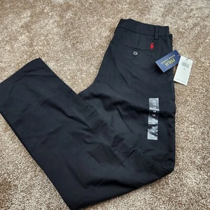 Polo Ralph Lauren Black Straight Leg Chino Pants Youth Boys Size 16 28x28 New Ta - Picture 1 of 8