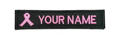2 Pcs. Pink Ribbon Breast Cancer Custom Name Text Embroidered patch - Image 1 of 2