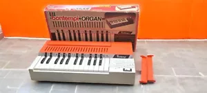 Jouet Vintage 70 Bontempi 102 Orange Piano Synthé orange et blanc fonctionne - Imagen 1 de 5