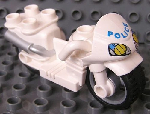 LEGO Duplo - Motocicleta, ruedas de goma y faros con patrón azul 'POLICÍA' Foto 1 de 1