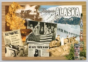 Historic Alaska Klondike Gold Steam Train Totem Pole 49th State Postcard - Picture 1 of 2