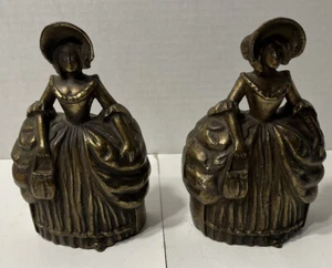 Vintage Bronzed Cast Iron Littco Colonial Lady Doorstops/Bookends Set Of 2 - Picture 1 of 14