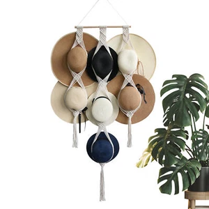 Macrame Hat Hangers Boho Hat Rack for Wall Hat Holder Display Organizer Bobo - Picture 1 of 8