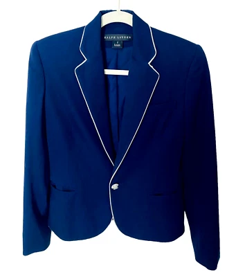 Blazer Ralph Lauren Talla 2 Lana Azul Escolar Etiqueta Negra Academia Acentos Plateados Foto 1 de 4