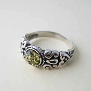 Ring echter Bernstein grün Ostsee 925 Silber Gr. 52,58 BA55v - Bild 1 von 3
