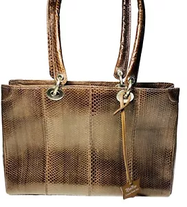 Nina Raye Genuine Snake Skin Handbag Brown Coco Care Card Hanging Tab Classic - Picture 1 of 17