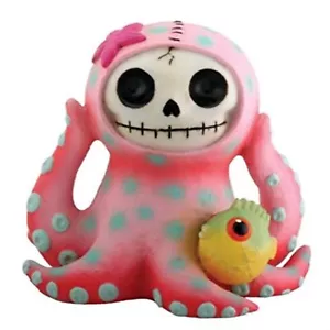 Disfraz de pulpo rosa esqueleto de pulpo peludo con estatuilla de pez globo - Imagen 1 de 2