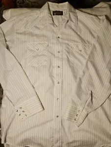 VTG 90s Panhandle Slim White Pearl Snap SS Shirt Sz XL 17-36 Striped Western EUC - Picture 1 of 7