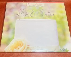 Mr. & Mrs. Silver Wire Cake Pick Topper New Unopened Package - Picture 1 of 4