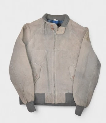 Vitnage New Order Jacket Mens Medium Grey Suede Leather Bomber Bike Lined - Image 1 of 4