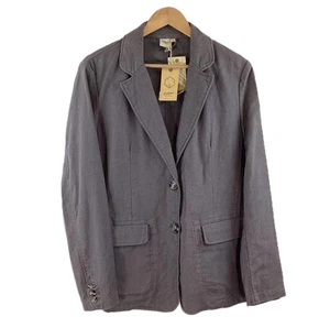 Cotton Traders Grey Linen & Cotton Rounded Collar Blazer Jacket UK 18 NWT - Picture 1 of 5