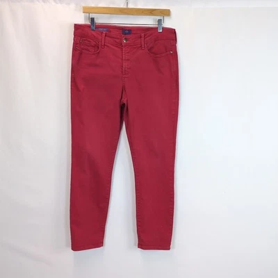 NYDJ Trousers Red Clarissa Ankle Lift Tuck Stretch Size 10 - Image 1 of 4