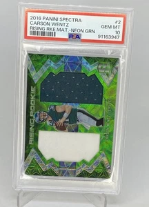 2016 Carson Wentz /25  Spectra Neon Green ROOKIE RC MAT PSA 10 GEM MT POP 3 - Picture 1 of 12