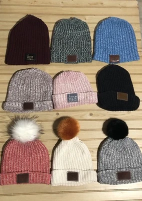 Lot Of 9 Love Your Melon Assorted Pom Slouch Cuff Knit Beanies Women's O/S - Image 1 of 4