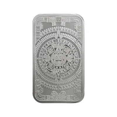 Silver 5 oz Aztec Calendar Bar - Image 1 of 2