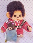 Monchhichi Toho Daisuke vintage avec bébé porté – ensemble complet