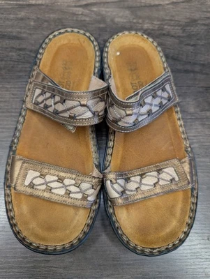 Sandalias Naot de cuero bronce con doble correa ajustable cómodas deslizables para mujer 37/6 Foto 1 de 4