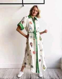 Vestido Camisa Alemais Talla AU 10 US 6 Seeker Bordado Manga Corta Con Botones - Imagen 1 de 10
