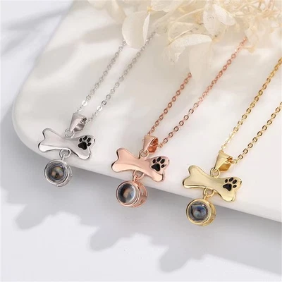 Customized Personalisieren Pfote Anhänger Projektion Haustier Bild Halskette - Bild 1 von 4