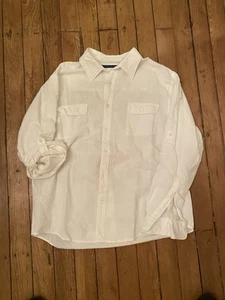 Perry Ellis Linen/cotton Mix White Long Sleeve Fishing Shirt XL - Picture 1 of 6