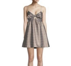 ALICE + OLIVIA Melvina Tie-Front Babydoll Dress NYE Party Metallic Sparkly - Picture 1 of 10