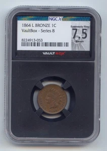 1864-L Indian Head Cent, NGC VaultBox Series 8, 7.5 Brown, XF-45 - Picture 1 of 2