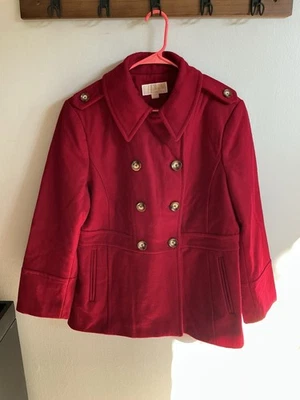 Michael Kors Wool Blend Double Breasted Red Winter Coat Women XL EUC - Image 1 of 4