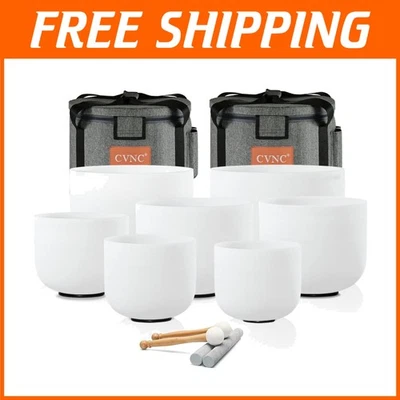 Juego de 7 cuencos cantores de cristal de chakra esmerilado de 432 HZ Foto 1 de 4