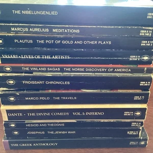 Lot 11 Penguin Classics The Nibelungenlied, Dante, Grrek Anthology, Marco Polo - Imagen 1 de 2