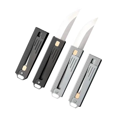 Mini cuchillo plegable retráctil de acero D2 cuchillo de mango de aleación de aluminio portátil Foto 1 de 4